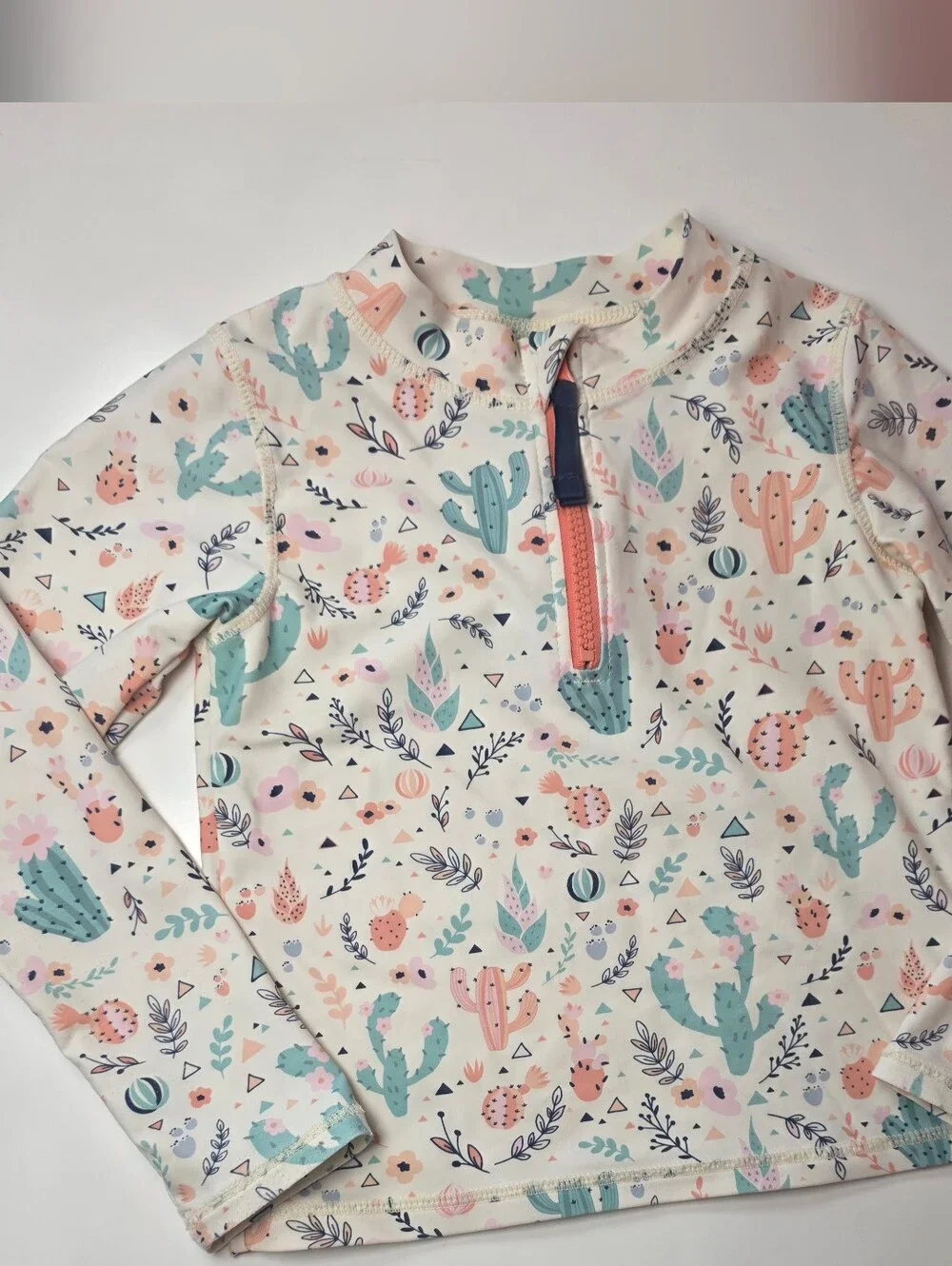 RuffleButts Girls Cactus Print Rash Guard Size 5